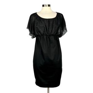 Jules & Jim Womens Maternity Dress Black Flutter Sleeve Shimmery size Medium